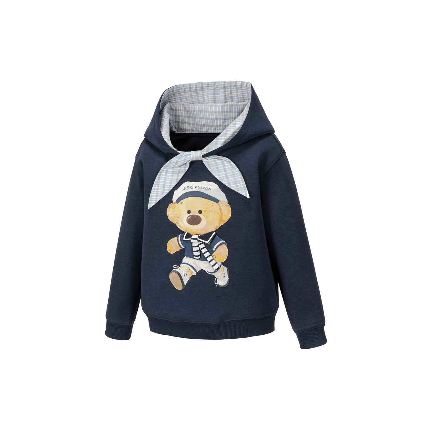 13DE MARZO Babybear Sailor Bear Illustration Hoodie Navy Blue