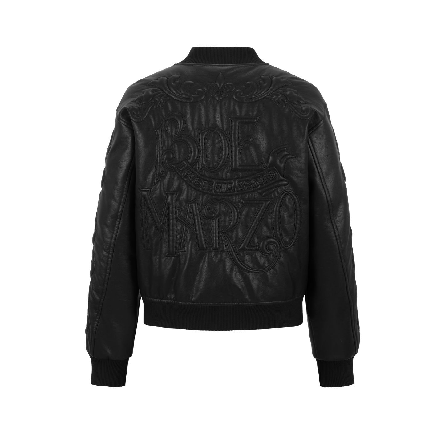 13DE MARZO Bear Dark Suture Leather Jacket