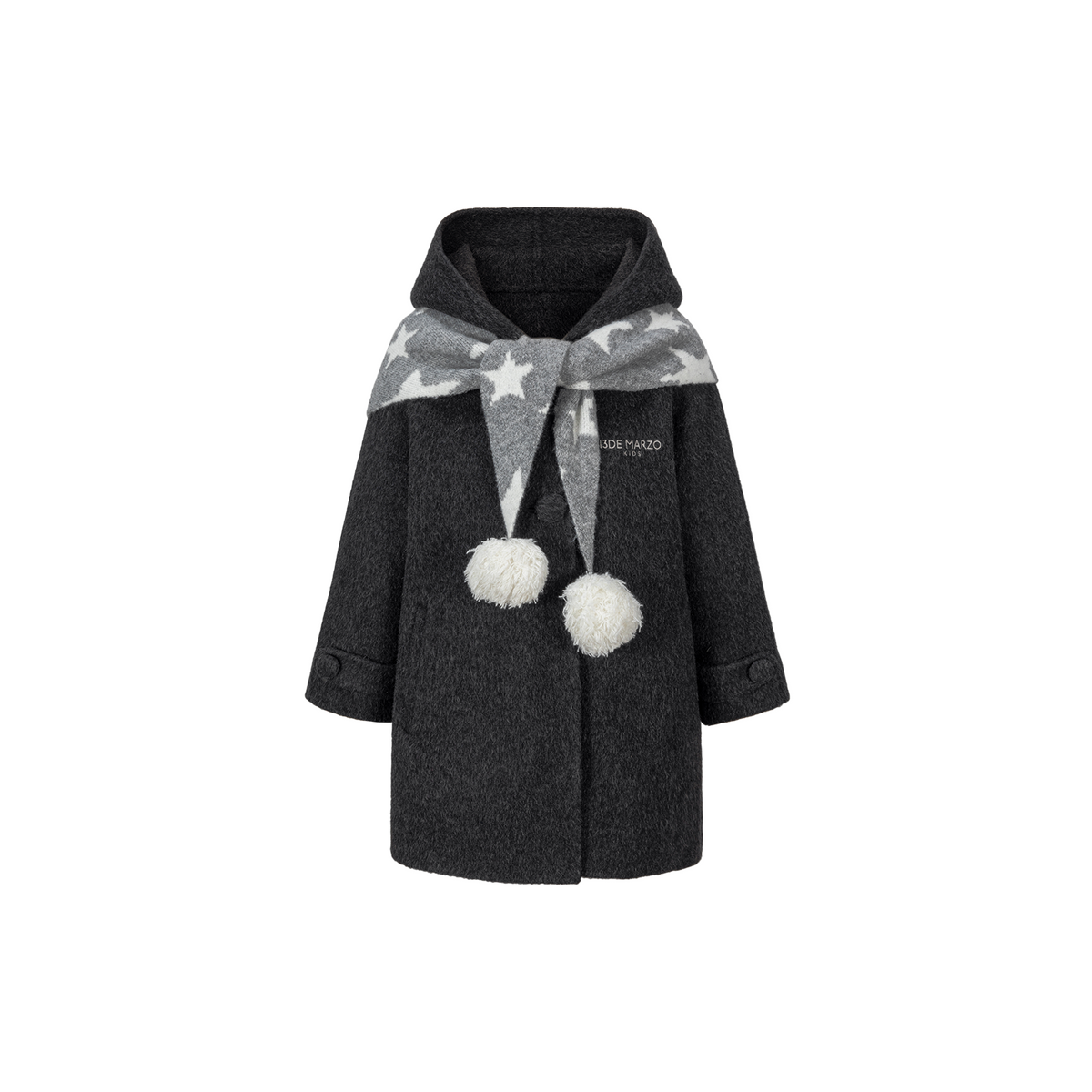 13DE MARZO BabyBear Star Scarf Coat Dark Gray