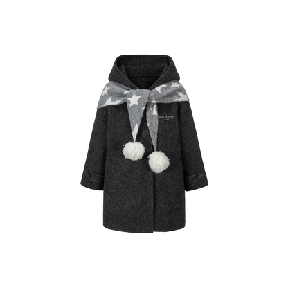 13DE MARZO BabyBear Star Scarf Coat Dark Gray