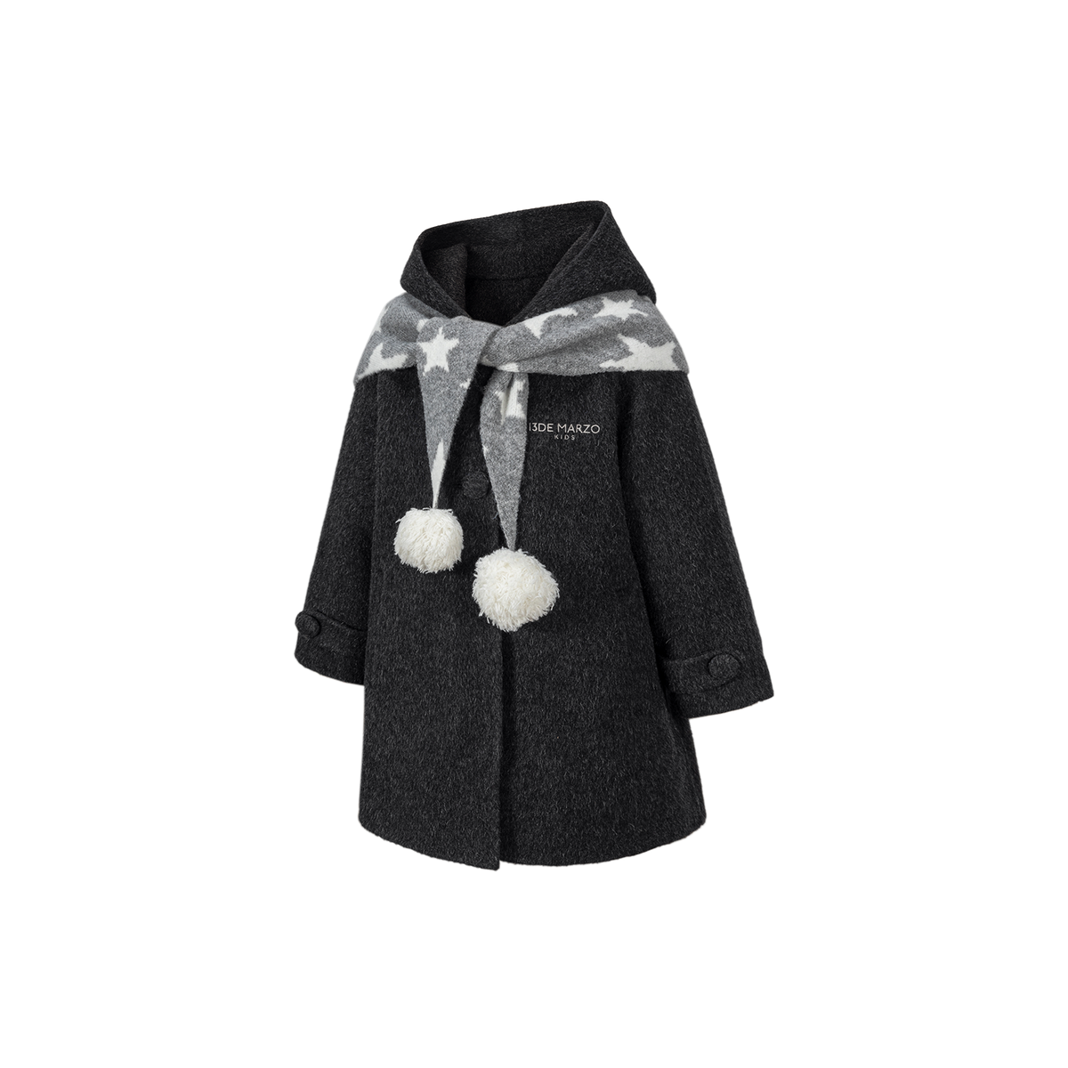 13DE MARZO BabyBear Star Scarf Coat Dark Gray
