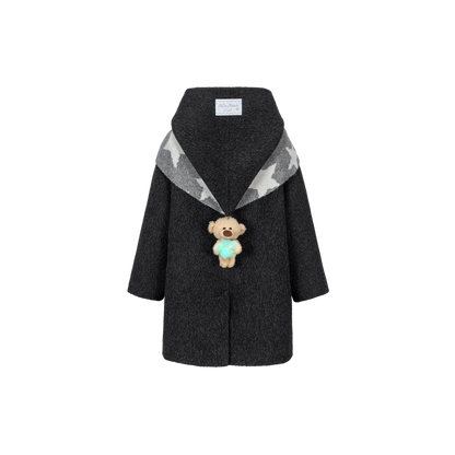 13DE MARZO BabyBear Star Scarf Coat Dark Gray