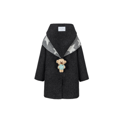 13DE MARZO BabyBear Star Scarf Coat Dark Gray
