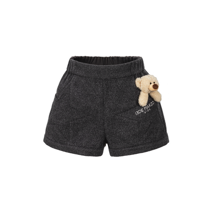 13DE MARZO BabyBear Star-Panel  Wool Shorts Grey