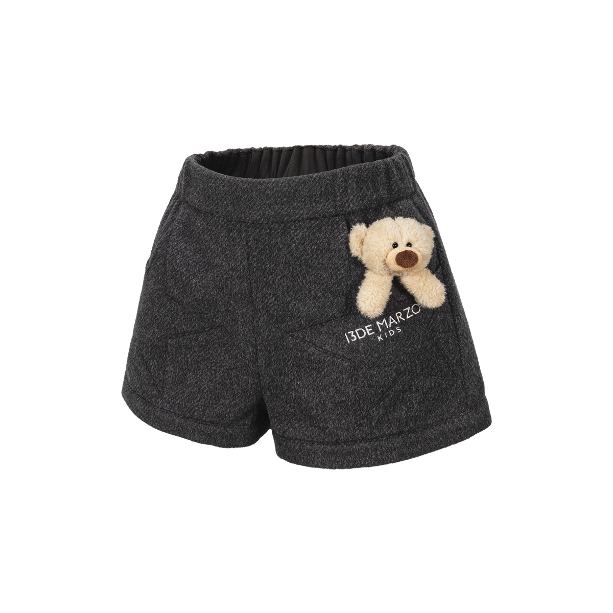 13DE MARZO BabyBear Star-Panel  Wool Shorts Grey
