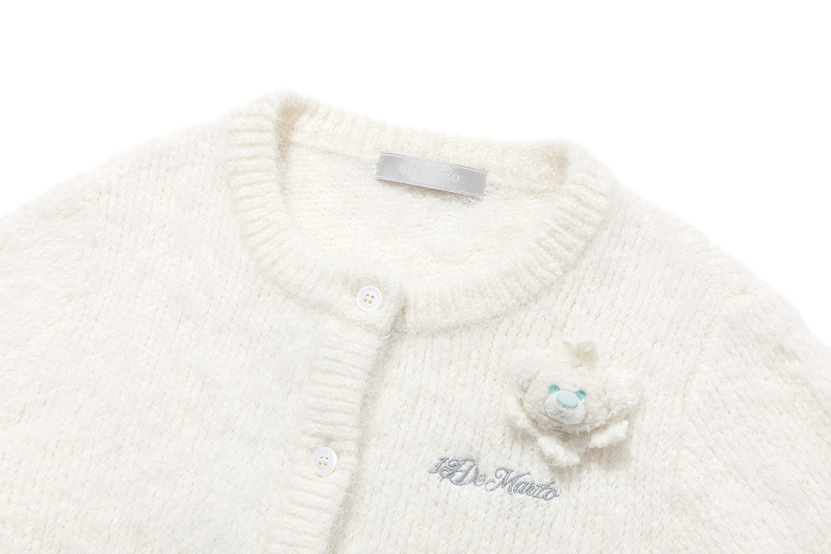13DE MARZO Snow Bear Plush Cardigan