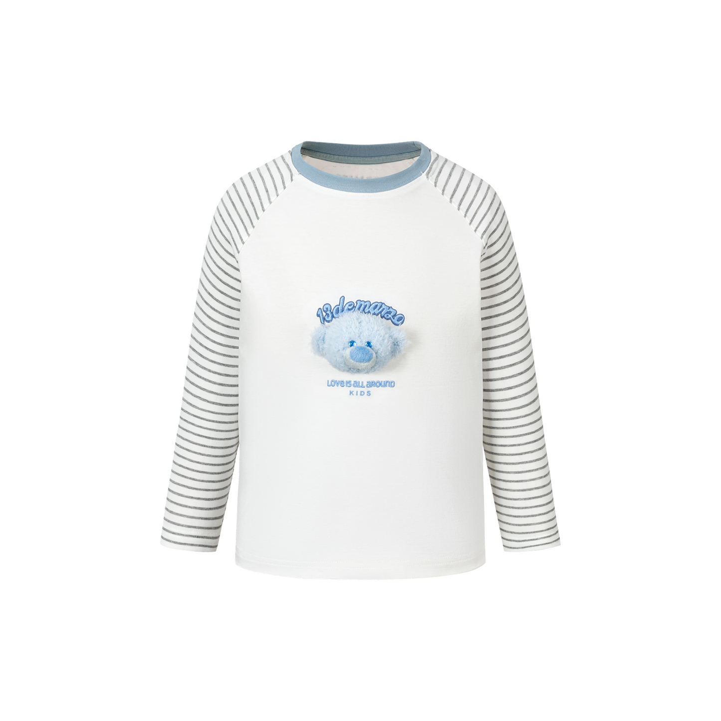 13DE MARZO BabyBear Stripe Raglan Long Sleeve White - 13DE MARZO