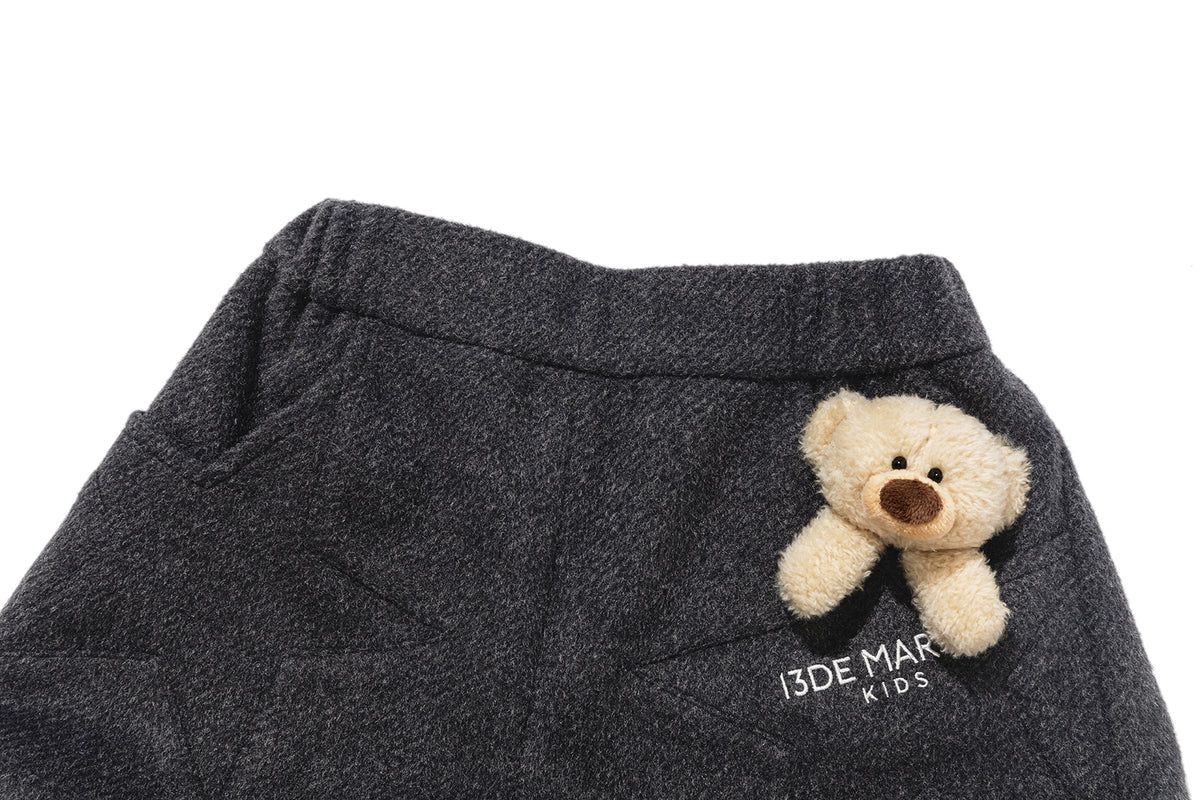13DE MARZO BabyBear Star-Panel  Wool Shorts Grey