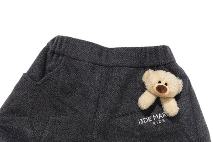 13DE MARZO BabyBear Star-Panel  Wool Shorts Grey