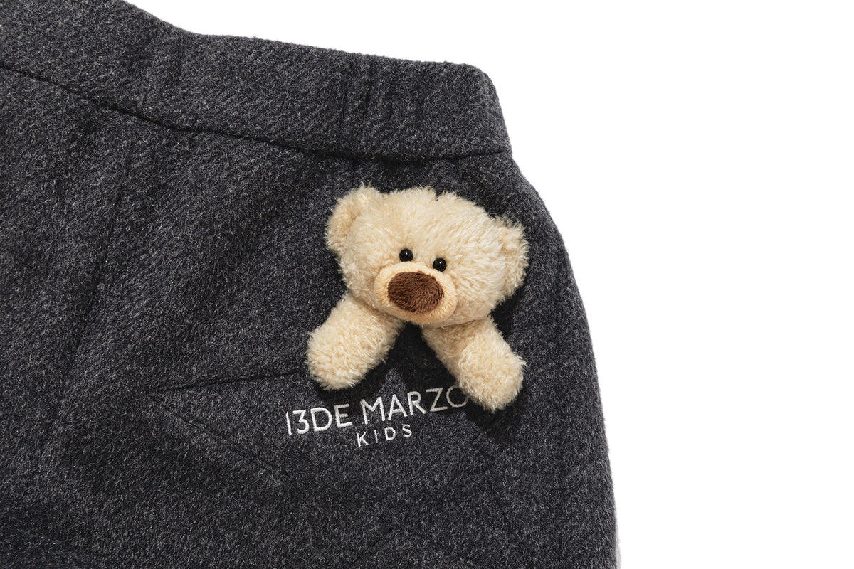 13DE MARZO BabyBear Star-Panel  Wool Shorts Grey
