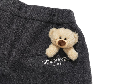 13DE MARZO BabyBear Star-Panel  Wool Shorts Grey