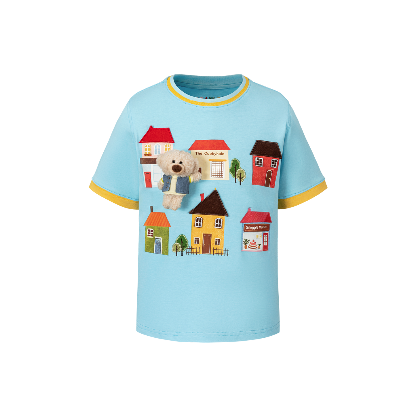 13DE MARZO BabyBear Town Illustration T-shirt Blue - 13DE MARZO