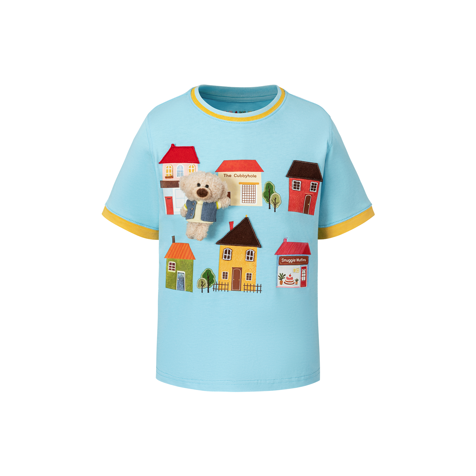 13DE MARZO BabyBear Town Illustration T-shirt Blue - 13DE MARZO