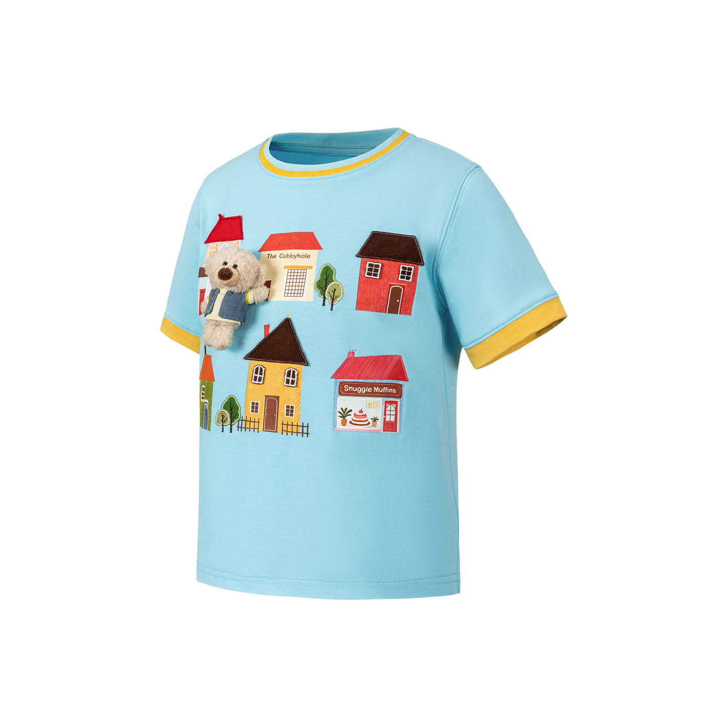 13DE MARZO BabyBear Town Illustration T-shirt Blue - 13DE MARZO