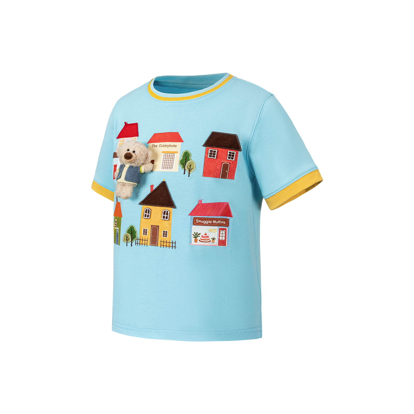13DE MARZO BabyBear Town Illustration T-shirt Blue - 13DE MARZO