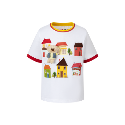 13DE MARZO BabyBear Town Illustration T-shirt White - 13DE MARZO