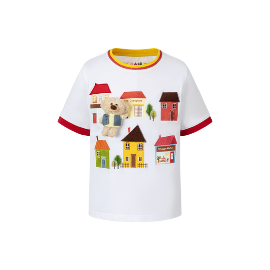 13DE MARZO BabyBear Town Illustration T-shirt White - 13DE MARZO