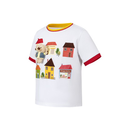 13DE MARZO BabyBear Town Illustration T-shirt White - 13DE MARZO