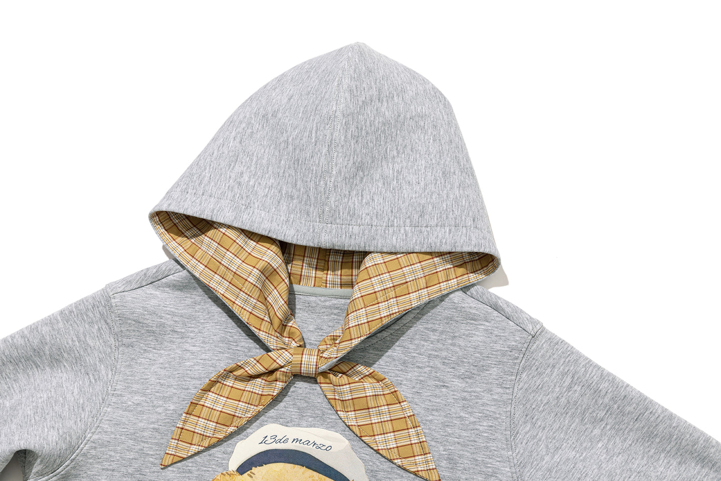 13DE MARZO Babybear Sailor Bear Illustration Hoodie Grey