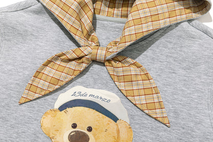 13DE MARZO Babybear Sailor Bear Illustration Hoodie Grey