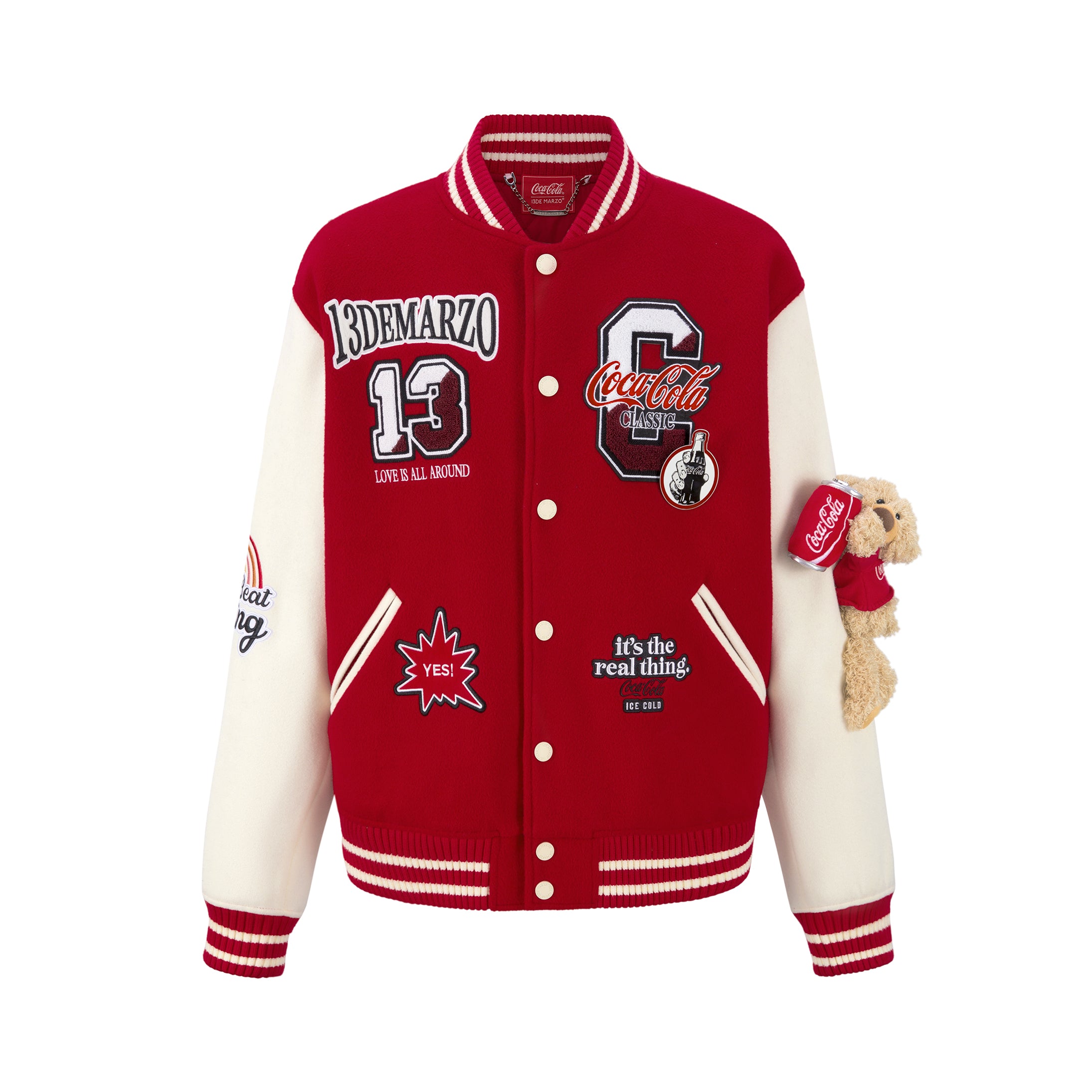 13DE MARZO Coca-Cola Bear Baseball Varsity Jacket | 13DE MARZO