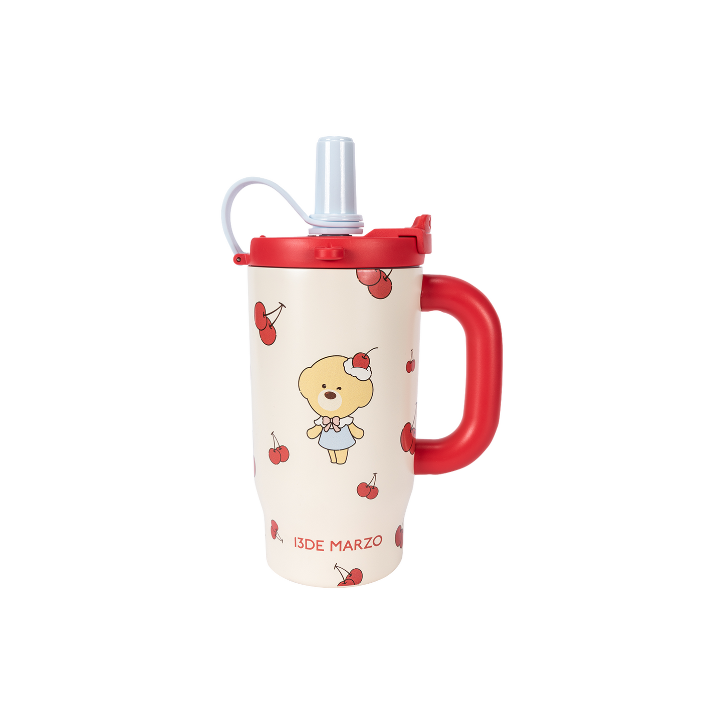13DE MARZO Cherry Bear Straw Insulated Cup