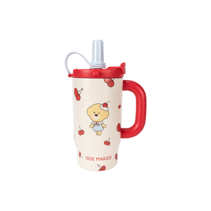 13DE MARZO Cherry Bear Straw Insulated Cup
