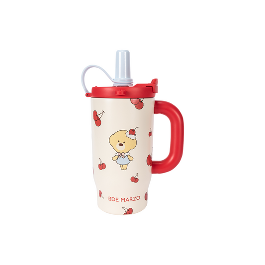 13DE MARZO Cherry Bear Straw Insulated Cup