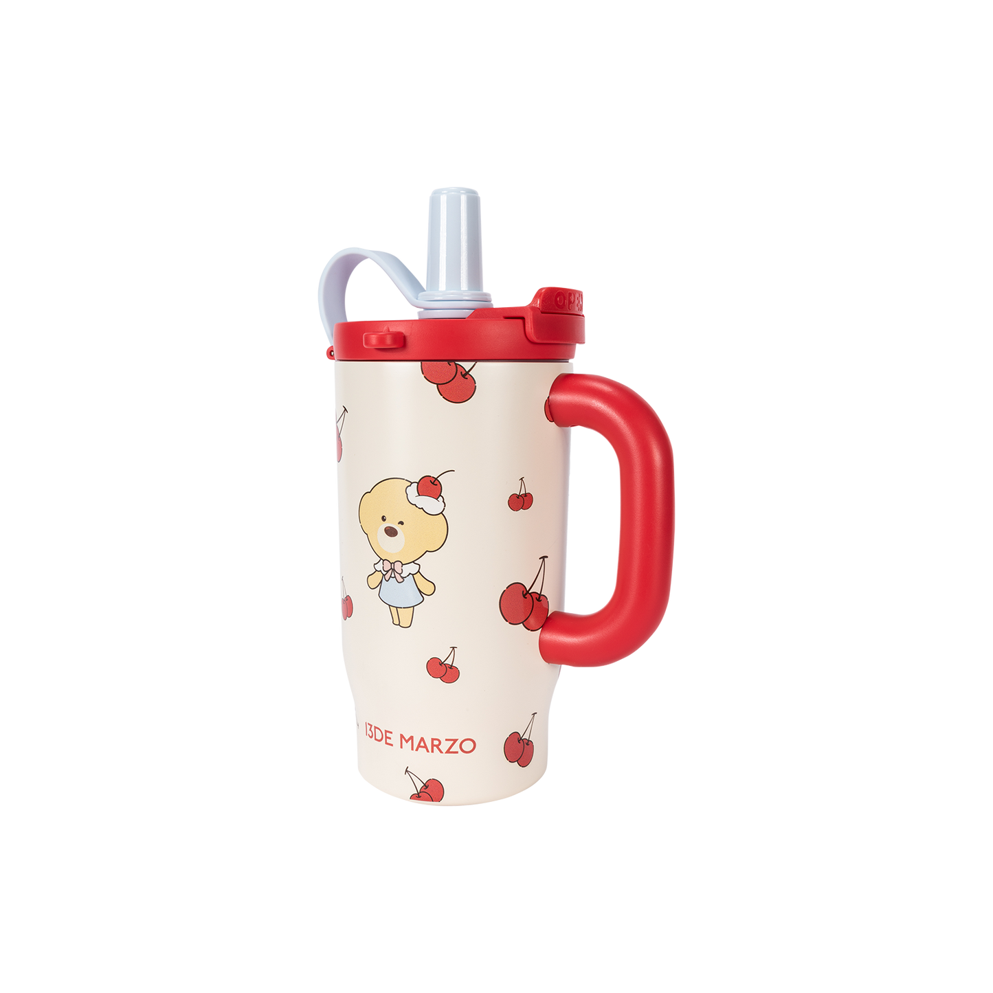 13DE MARZO Cherry Bear Straw Insulated Cup