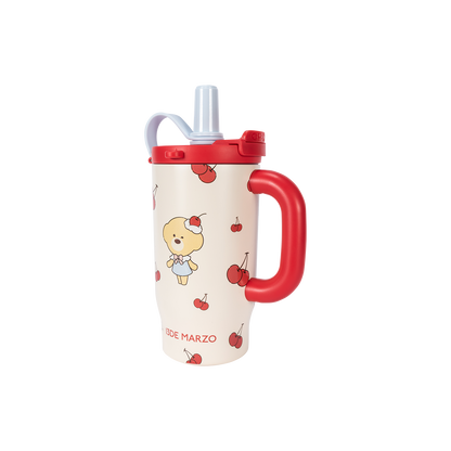 13DE MARZO Cherry Bear Straw Insulated Cup