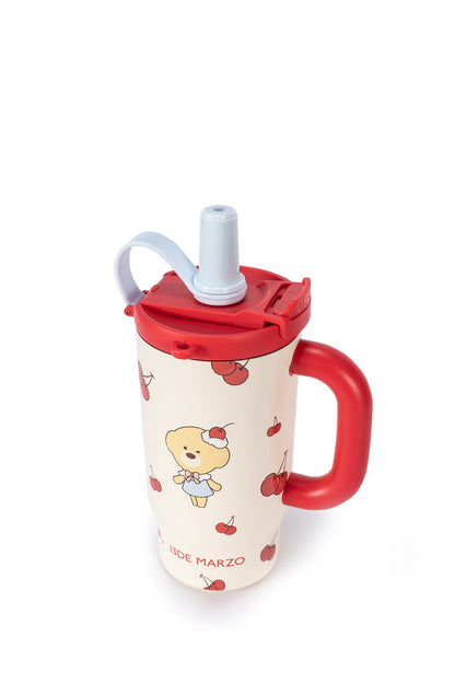 13DE MARZO Cherry Bear Straw Insulated Cup