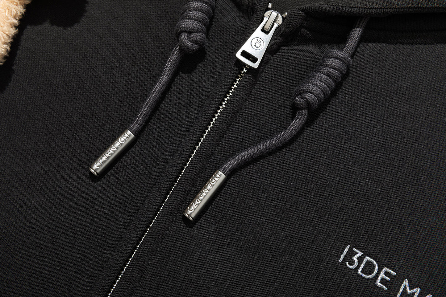 13DE MARZO Lumi Star Bear Zip Hoodie Dark Grey