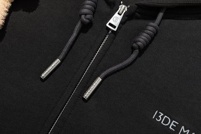 13DE MARZO Lumi Star Bear Zip Hoodie Dark Grey