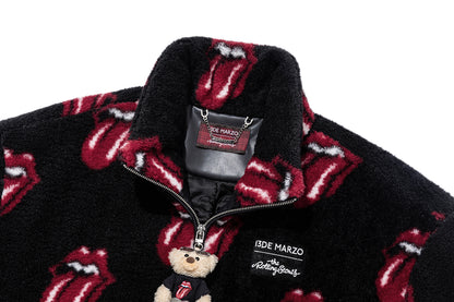 13DE MARZO Rolling Stones All-Over Print Coat Black