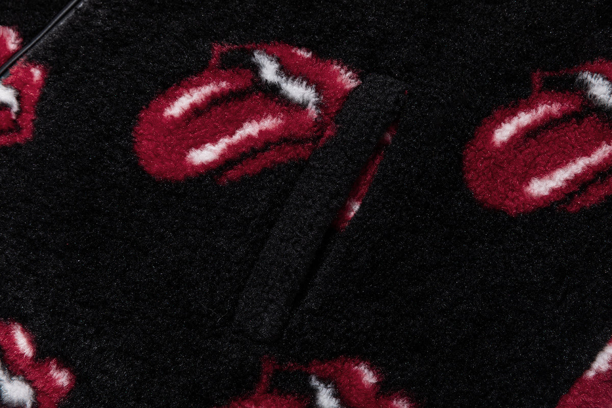 13DE MARZO Rolling Stones All-Over Print Coat Black