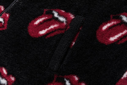 13DE MARZO Rolling Stones All-Over Print Coat Black
