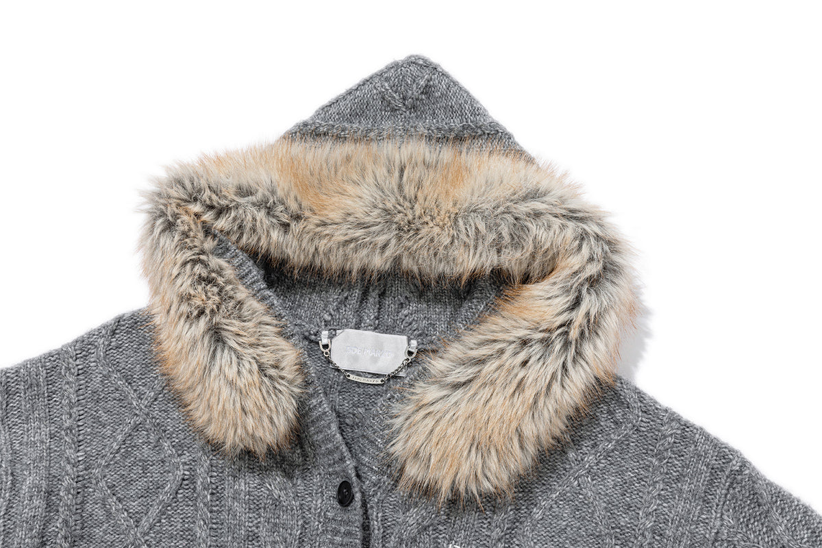 13DE MARZO Doozoo Hooded Cardigan Dark Grey