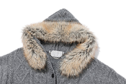 13DE MARZO Doozoo Hooded Cardigan Dark Grey