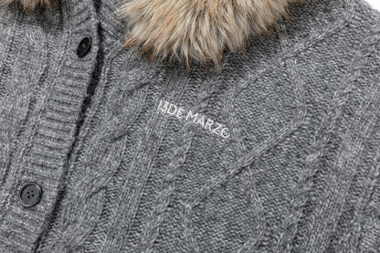 13DE MARZO Doozoo Hooded Cardigan Dark Grey
