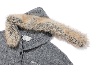 13DE MARZO Doozoo Hooded Cardigan Dark Grey