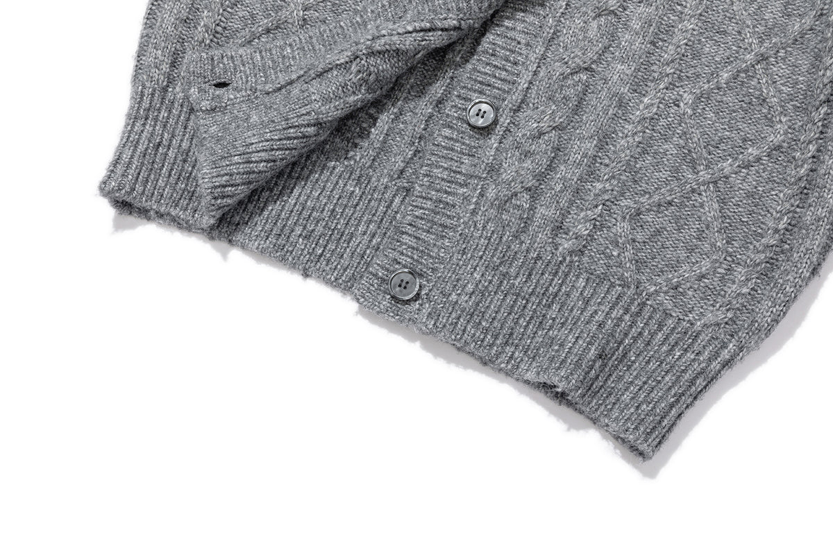 13DE MARZO Doozoo Hooded Cardigan Dark Grey