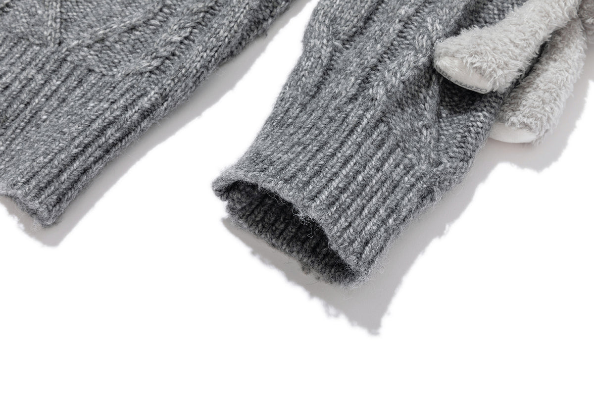 13DE MARZO Doozoo Hooded Cardigan Dark Grey