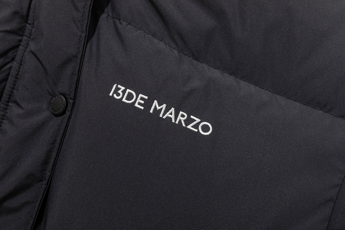 13DE MARZO Bear Hooded Long Down Coat Black