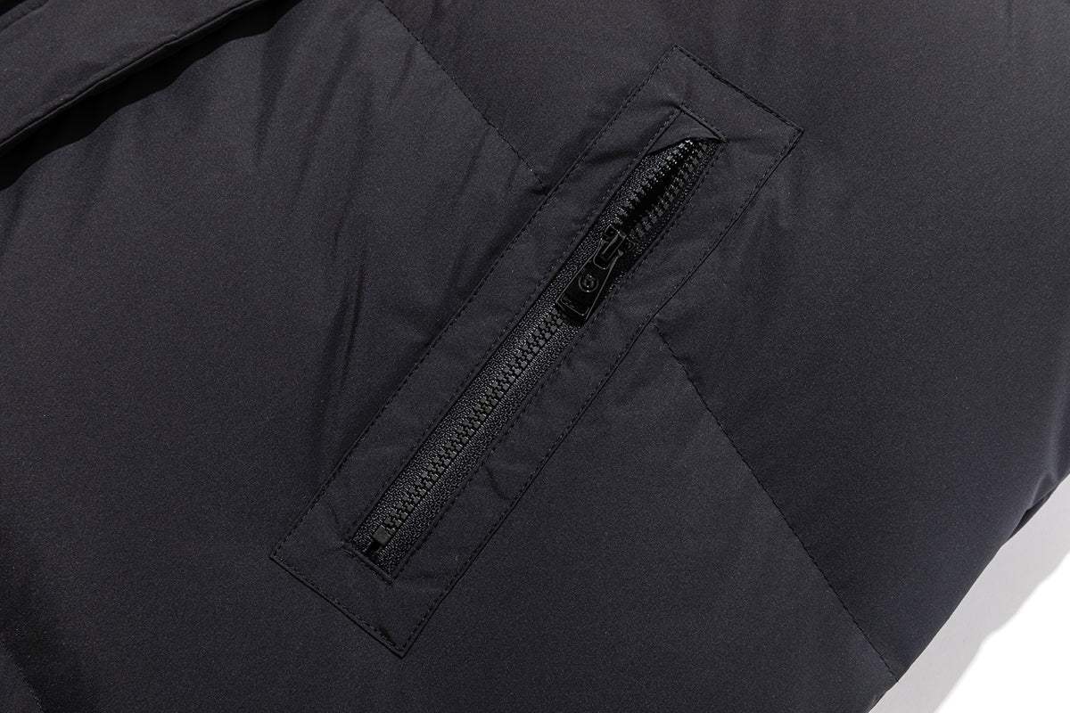 13DE MARZO Bear Hooded Long Down Coat Black