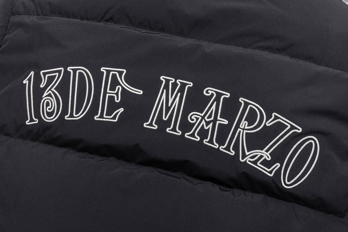13DE MARZO Bear Hooded Long Down Coat Black