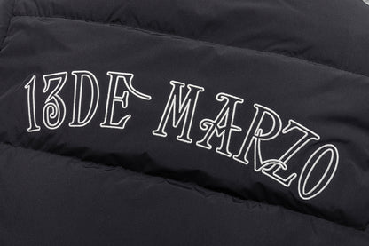 13DE MARZO Bear Hooded Long Down Coat Black