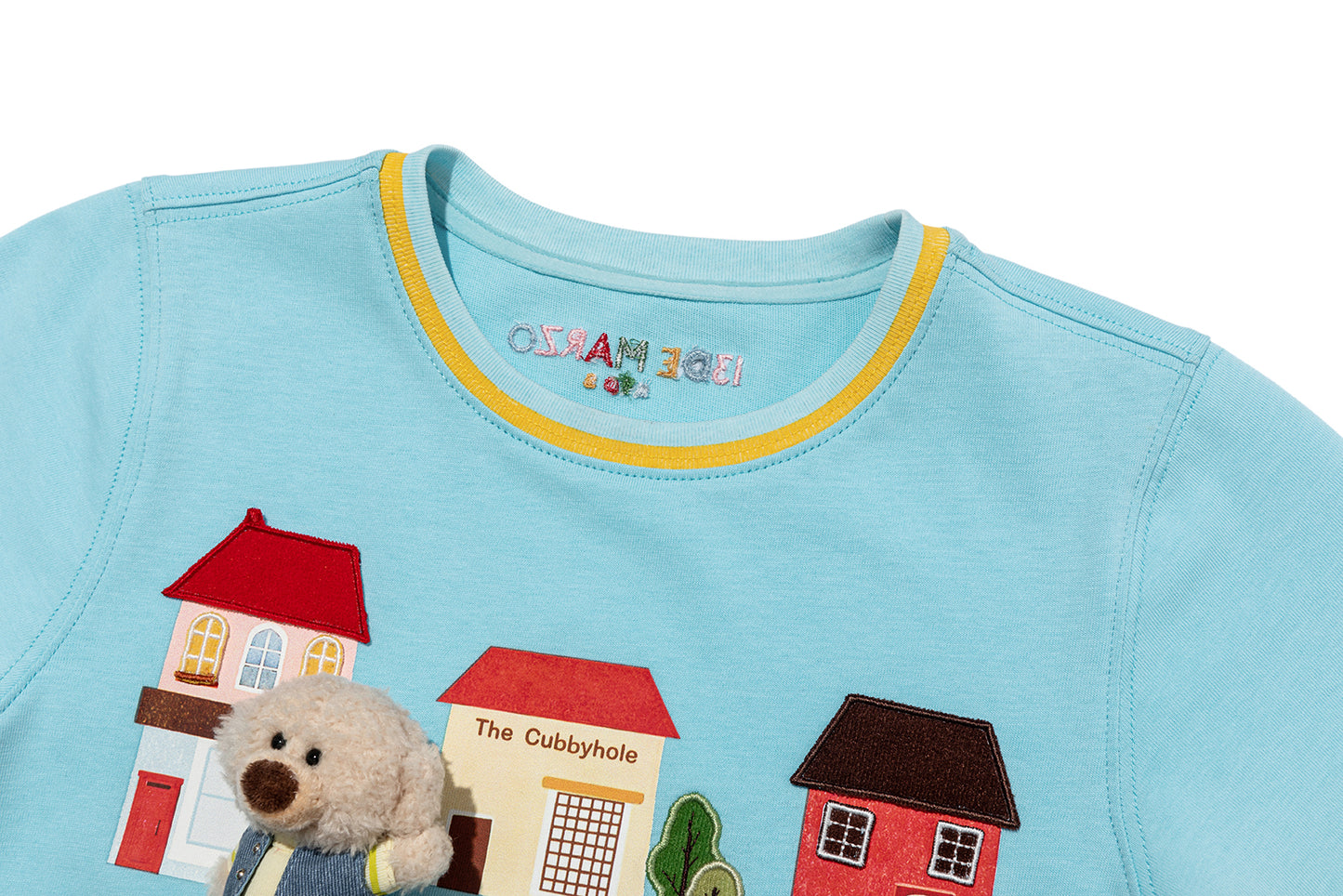 13DE MARZO BabyBear Town Illustration T-shirt Blue - 13DE MARZO