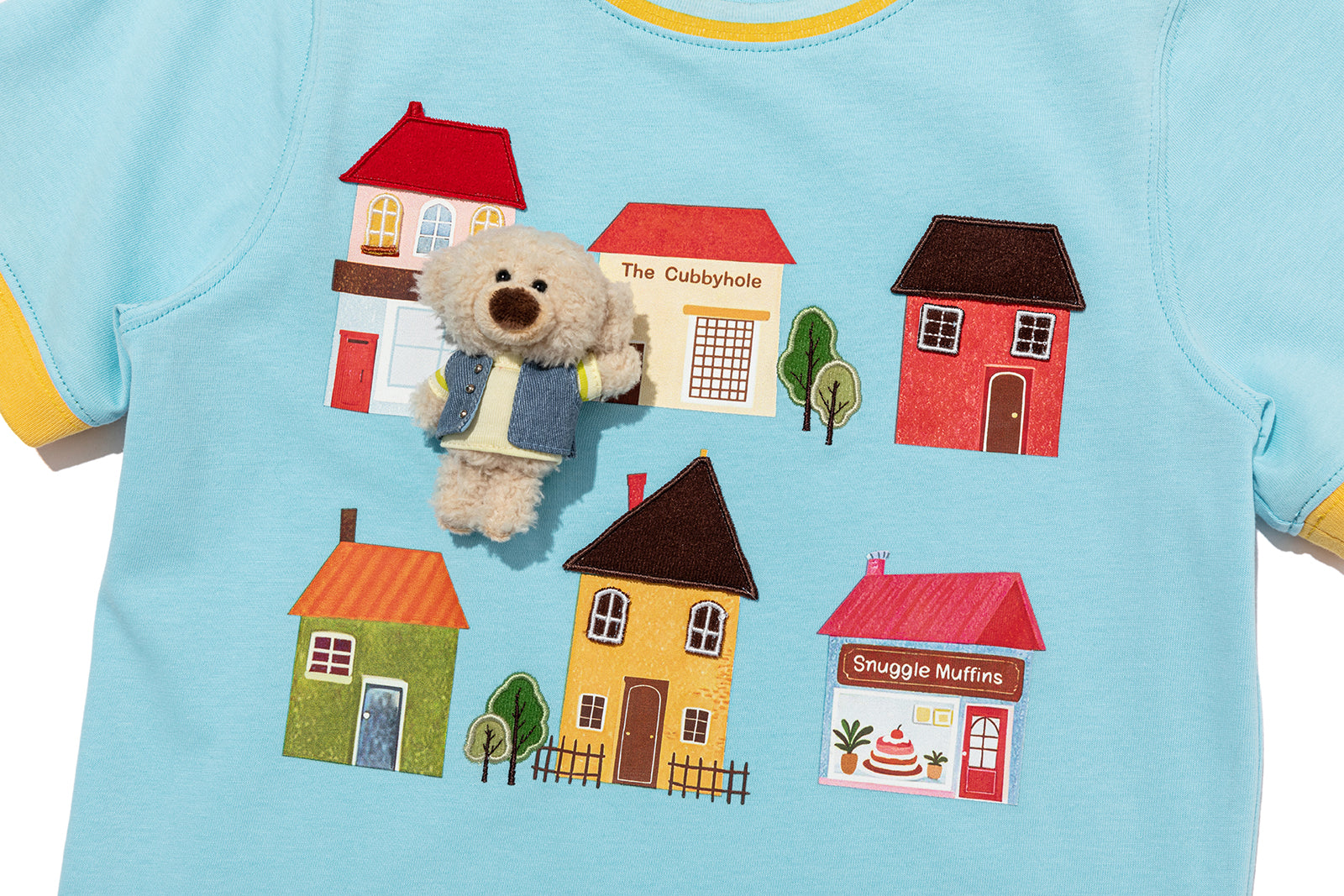 13DE MARZO BabyBear Town Illustration T-shirt Blue - 13DE MARZO