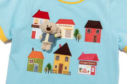 13DE MARZO BabyBear Town Illustration T-shirt Blue - 13DE MARZO