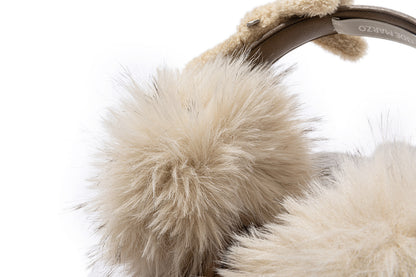13DE MARZO Faux Leather Plush Ear Warmer Khaki